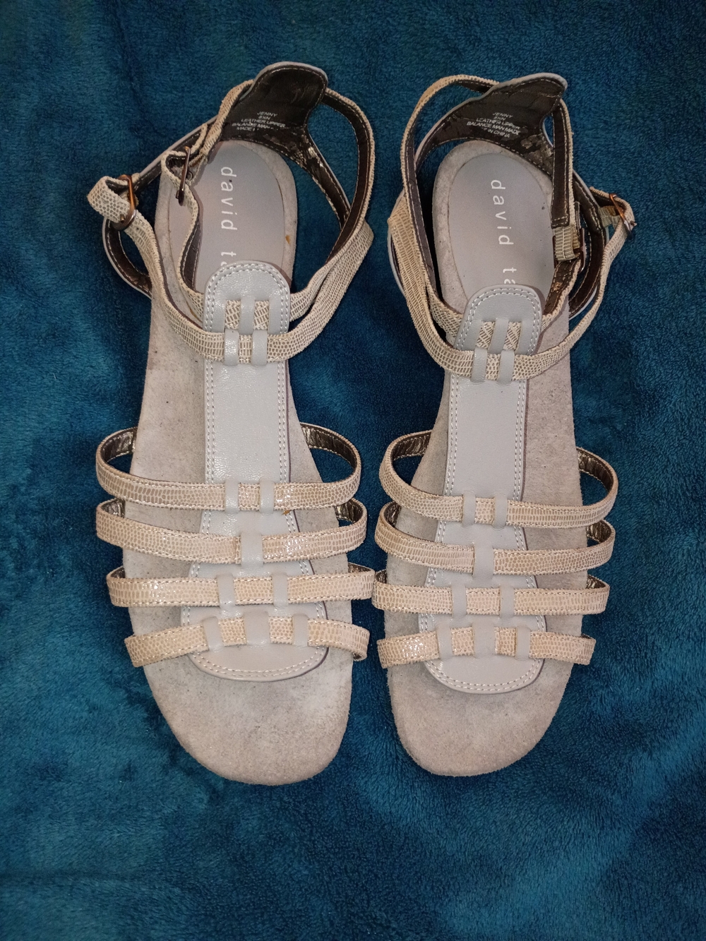David Tate Neutral Gray Multi-Strap Women's Sandals